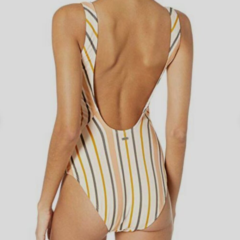 Roxy Women's Beige Striped Moderate Basic One Pie… - image 1